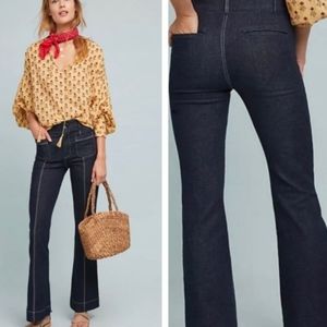 Anthropologie Pilcro & the Letterpress Denim Wide Leg Jeans Size 25 Dark Wash